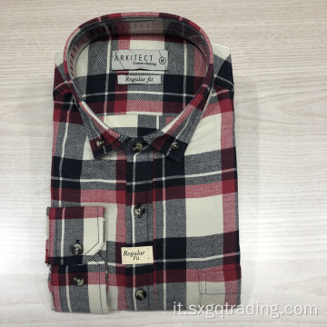 Camicia di flanella a manica lunga maschile 100% cotone moda